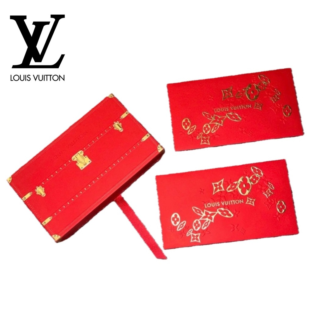 ✨Louis Vuitton Red Magnet Box with Gold Details 2 envelopes (Ang Bao)✨